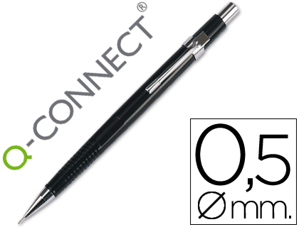 [2029657] Q-CONNECT - PORTAMINAS 0,5 MM -CON TRES MINAS CUERPO NEGRO CLIP METALICO (Ref.KF01937)