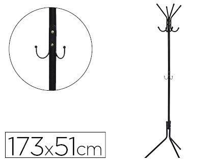 [2152880] Q-CONNECT - Perchero metalico negro 8 colgadores 173x51 cm (Ref. KF17116)