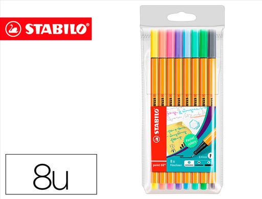 [9067752] STABILO - Estuche 8 rotuladores Point 88 pastel surtidos (Ref.88/8-01)