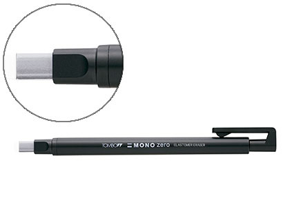 [2063011] TOMBOW - PORTAGOMAS CON CLIP PUNTA GOMA BLANCA RECTANGULAR 2,5 X 5 MM COLOR NEGRO (Ref.20230)