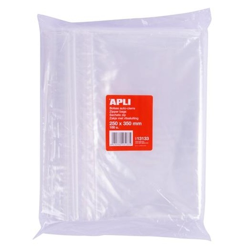 [2073545] APLI - BOLSA PLASTICO AUTOCIERRE 250X350 MM PAQUETE DE 100 (Ref.5183)