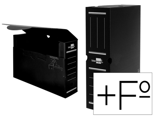 [2011355] LIDERPAPEL - Caja archivo definitivo plastico negro 387x275x105 mm (Ref. DF18)