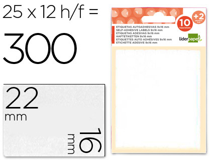 [2035492] LIDERPAPEL - ETIQUETAS SOBRE DE 10 H. + 2 H. OBSEQUIO 16X22 MM -25 UNIDADES POR HOJA (Ref.ET07)