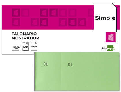 [2022959] LIDERPAPEL - TALONARIO MOSTRADOR 60X145 MM VERDE CON MATRIZ (Ref.TL06)