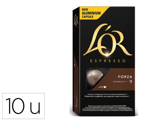 [2059531] MARCILLA - CAFE L AROME ESPRESSO FORZA FUERZA 9 CAJA DE 10 UNIDADES COMPATIBLECON NESSPRESO (Ref.67061)
