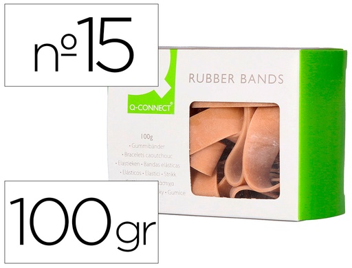 [2154526] Q-CONNECT - Bandas elasticas 100 gr 150x10 mm numero 15 (Ref. KF14649)