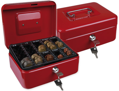 [2037656] Q-CONNECT - CAJA CAUDALES 8" 200X160X90 MM ROJA CON PORTAMONEDAS (Ref.KF03318)