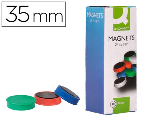 [2036236] Q-CONNECT - IMANES PARA SUJECION IDEAL PARA PIZARRAS MAGNETICAS35 MM COLORES SURTIDOS -CAJA DE 10 IMANES (Ref.KF02649)
