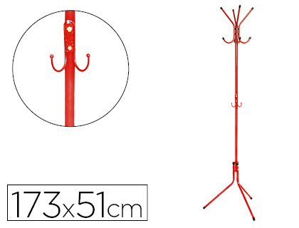 [2152882] Q-CONNECT - Perchero metalico rojo 8 colgadores 173x51 cm (Ref. KF17118)