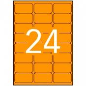[9935255] APLI - ETIQUETAS NARANJA FLUOR PARA IMPRESORA LÁSER Y FOTOCOPIADORAS / 64,0X33,9 MM / - 20 HOJAS- (Ref.2871)