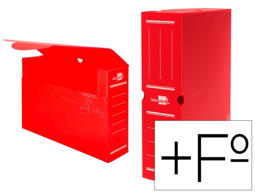 [2011356] LIDERPAPEL - Caja archivo definitivo plastico rojo 387x275x105 mm (Ref. DF19)