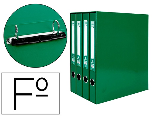 [2025070] LIDERPAPEL - MODULO 4 ARCHIVADORES FOLIO 2 ANILLAS MIXTAS 25MM VERDE (Ref.MD44)