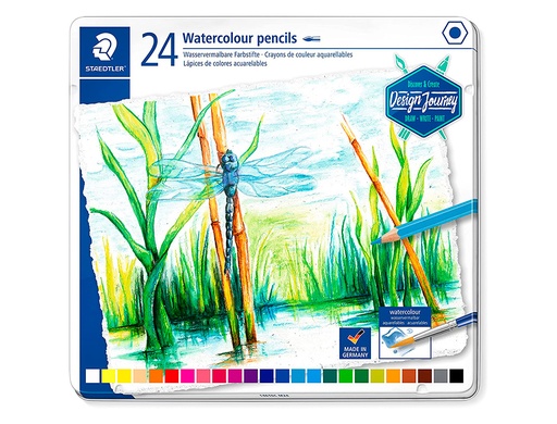 [9936487] STAEDTLER - LAPICES ACUARELABLES 146 DESIGN JOURNEY estuche METAL de 24 (Ref.14610C M24)