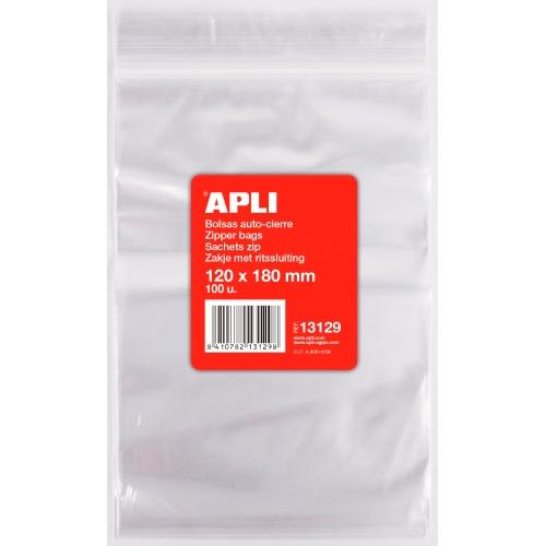 [2073542] APLI - BOLSA PLASTICO AUTOCIERRE 120X180 MM PAQUETE DE 100 (Ref.5177)