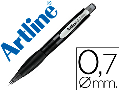 [2028614] ARTLINE - PORTAMINAS RETRACTIL SUJECION DE CAUCHO TRANSLUCIDO 0.7 MM -CUERPO NEGRO (Ref.7070)