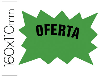 [2024567] CARTEL CARTULINA ETIQUETAS MARCAPRECIOS VERDE FLUORESCENTE 160X110 MM -BOLSA DE 50 ETIQUETAS (Ref.M-7º-VE)