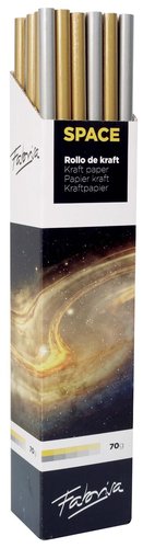 [9934870] FABRISA - PAPEL de EMBALAR KRAFT ROLLO 1x3 ORO Y PLATA EXPOSITOR DE 30 (Ref.17043)