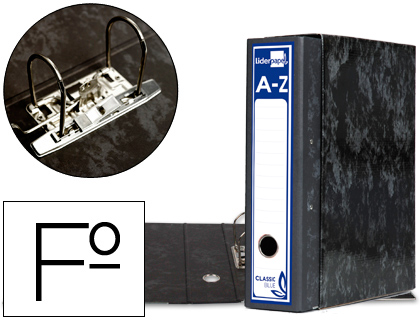 [2058605] LIDERPAPEL - ARCHIVADOR DE PALANCA Cartón FORRADO FOLIO JASPEADO NEGRO CON CAJA CLASSIC BLUE (Ref.AZ50)