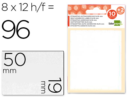 [2035495] LIDERPAPEL - ETIQUETAS SOBRE DE 10 H. + 2 H. OBSEQUIO 19X50 MM -8 UNIDADES POR HOJA (Ref.ET10)