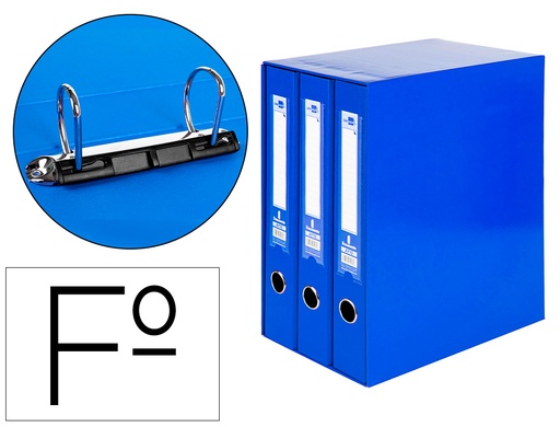 [2021151] LIDERPAPEL - MODULO 3 ARCHIVADORES FOLIO 2 ANILLAS MIXTAS 40MM AZUL (Ref.MD31)