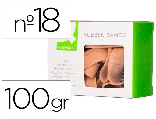 [2054333] Q-CONNECT - BANDAS ELASTICAS 100 GR 180 X 16 MM NUMERO 18 (Ref.KF15181)