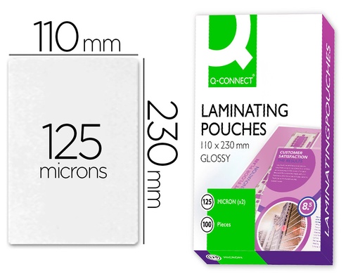[2063422] Q-CONNECT - BOLSA DE PLASTIFICAR 110 X 230 MM 125 MC CARNET DE CONDUCIR CAJA DE 100 UNIDADES (Ref.KF04754)