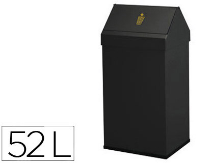 [2046731] SIE - PAPELERA METALICA BASCULANTE GANCHOS INTERIORES ARO INFERIOR PVC ANCHO 32CM ALTO 65CM FONDO 25CM CAPACIDAD 52L (Ref.123-N)