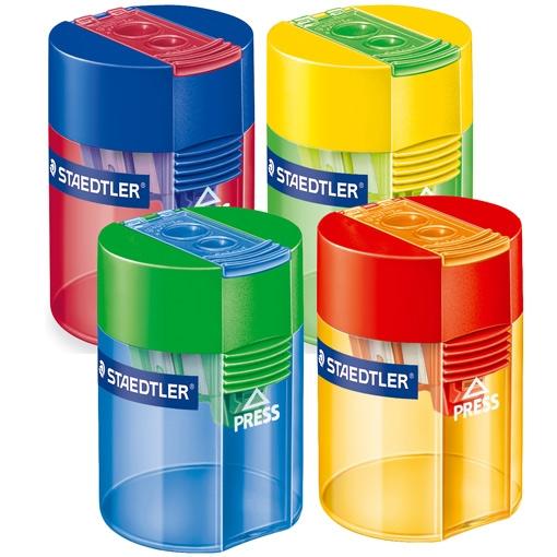[9940430] STAEDTLER - Sacapuntas/Afilalapices DOBLE C/DEPOSITO TRANSPARENTE (SURT. 4 COLORES) EXPOSITOR 10 (Ref.512 006)
