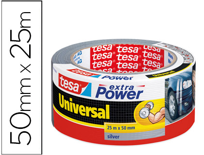 [2078071] TESA - CINTA ADHESIVA AMERICANA 25 MT X 50 MM EXTRA POWER COLOR PLATA (Ref.56388-00000-12)