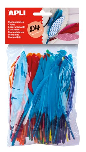 [1946033] APLI - Bolsa 100 PLUMAS INDIO. 6 COLORES SURTIDOS (Ref.13060)