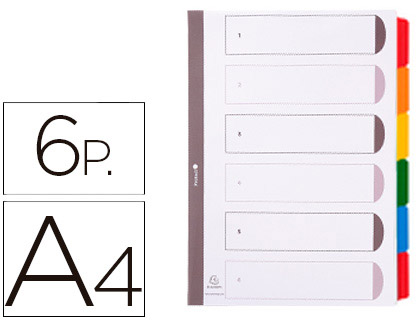 [9076285] EXACOMPTA - Separador DE CARTULINA BLANCA+PESTALA DE COLOR A4 6POSICIONES (Ref.2306E)