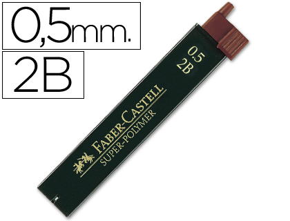 [9022622] FABER CASTELL - Mina Super Polymer 12 ud Trazo 0.5 mm 2B (Ref.120502)