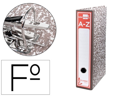 [2058604] LIDERPAPEL - ARCHIVADOR DE PALANCA Cartón FORRADO FOLIO JASPEADO GRIS CON CAJA CLASSIC RED (Ref.AZ49)