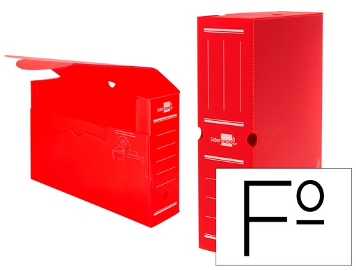 [2016641] LIDERPAPEL - Archivador Definitivo PLASTICO ROJO TAMAÑO 36X26X10 CM (Ref.DF10)