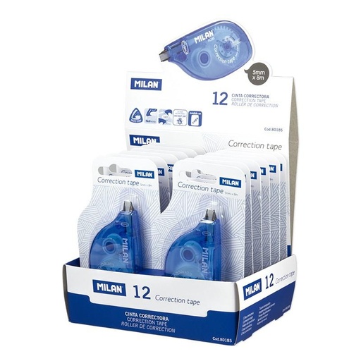 [9929778] MILAN - CORRECTOR CINTA 5 mm x 8 m EXPOSITOR de 12 (Ref.80185)