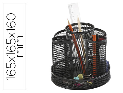 [2153570] Q-CONNECT - ORGANIZADOR SOBREMESA METALICO GIRATORIO REJILLA NEGRA 165X165X160 MM (Ref.KF17294)