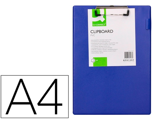 [2077878] Q-CONNECT - PORTANOTAS MINICLIPS PVC DIN A4 AZUL (Ref.KF01297)