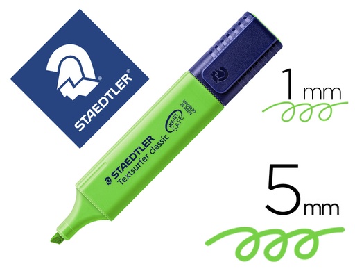 [9064794] STAEDTLER - Marcador fluorescente brillante Textsurfer Trazo 1-5mm Punta biselada Verde (Ref.364-5)