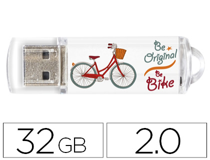 [9155397] TECHONETECH - Memoria usb flash drive 32 gb 2.0 be bike (Ref. TEC4005-32) (Canon L.P.I. 0,24€ Incluido)