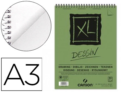 [2064838] CANSON - BLOC DIBUJO XL DESSIN DIN A3 LISO MICROPERFORADO ESPIRAL 29,7X42 CM 50 HOJAS 160 GR (Ref.400039089)