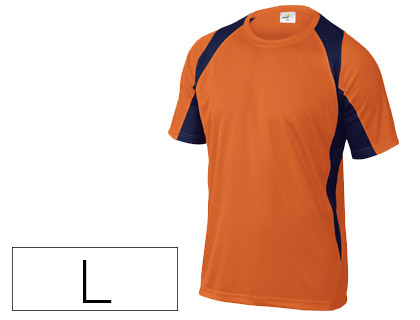 [2075691] DELTAPLUS - CAMISETA POLIESTER MANGA CORTA CUELLO REDONDO TRATAMIENTO SECADO O COLOR NARANJA-MARINO TALLA L (Ref.BALIOM-GT)