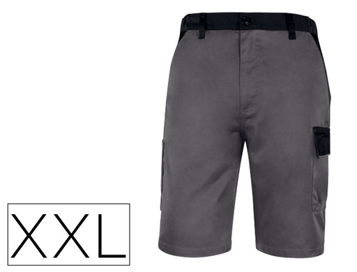 [2075784] DELTAPLUS - PANTALON DE TRABAJO BERMUDA CINTURA AJUSTABLE 5 BOLSILLO COLOR GRIS VERDE TALLA XXXL (Ref.M6BERGR-XX)