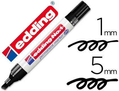 [9007301] EDDING - Marcador PERMANENTE CON PUNTA BISELADA 1-5MM.COLOR NEGRO. (Ref.1-01)