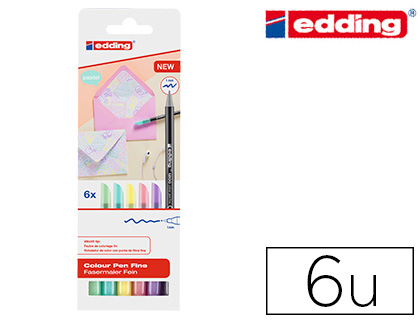 [9155693] EDDING - Rotulador punta fibra 1200 pastel punta redonda 1 mm estuche de 6 unidades colores surtidos (Ref. 1200-6-S)