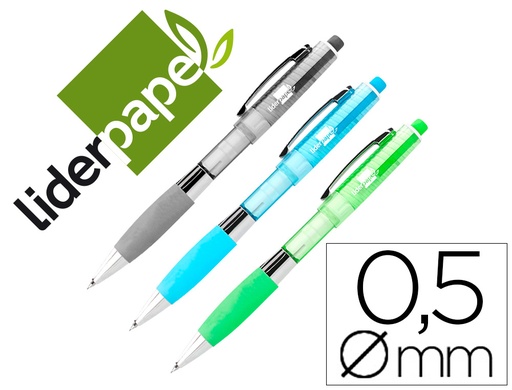 [2048381] LIDERPAPEL - PORTAMINAS 0.5 MM CON GOMA Y SUJECION SOFT COLORES SURTIDOS (Ref.MI09)