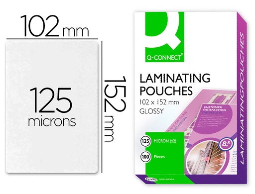 [2063421] Q-CONNECT - BOLSA DE PLASTIFICAR 102 X 152 MM 125 MC CARNET DE FUTBOL CAJA DE 100 UNIDADES (Ref.KF01223)