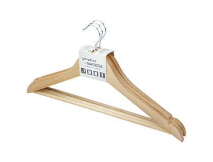 [2155664] ROZENBAL - Percha madera natural barnizada pack de 3 unidades (Ref. 20700)
