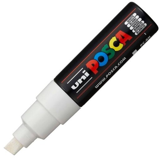 [1720438] UNI-BALL - Marcador PC-8K Trazo 8mm Punta biselada Blanco (Ref.148791000)