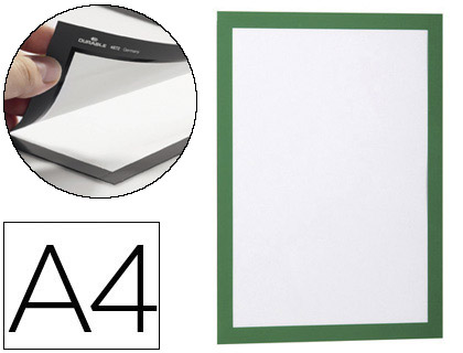 [2078350] DURABLE - MARCO PORTA ANUNCIOS magnético DIN A4 DORSO ADHESIVO REMOVIBLE COLOR VERDE PACK DE 2 UNIDADES (Ref.4872-05)