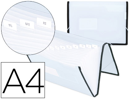 [2077775] LIDERPAPEL - CARPETA CLASIFICADORA FUELLE POLIPROPILENO DIN A4 TRANSPARECON RIBETE NEGRO 13 DEPARTAMEN (Ref.FU33)
